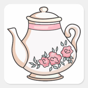 Sticker Carré Teapot floral