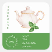 Sticker Carré Teapot Mint Tea Label (Devant)