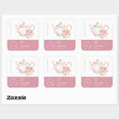 Sticker Carré Teapot Rose Tea Label (Feuille)