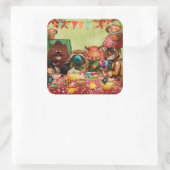 Sticker Carré Teatim en forêt avec des amis des bois (Sac)