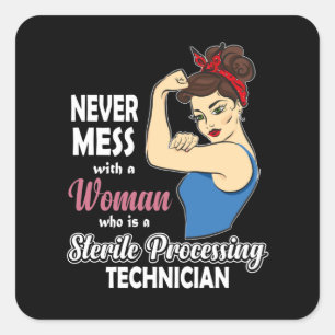 Sticker Carré Technicien de traitement stérile Cadeau Femmes Au
