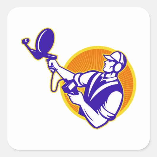 Sticker Carré Technicien D'Ingénieur Avec Disque Sonaire Ultraso (Devant)