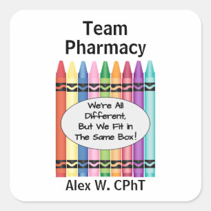 Sticker Carré Technicien en pharmacie personnalisé