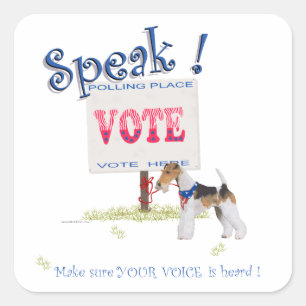 Sticker Carré Teckel à poil dur Voix de vote