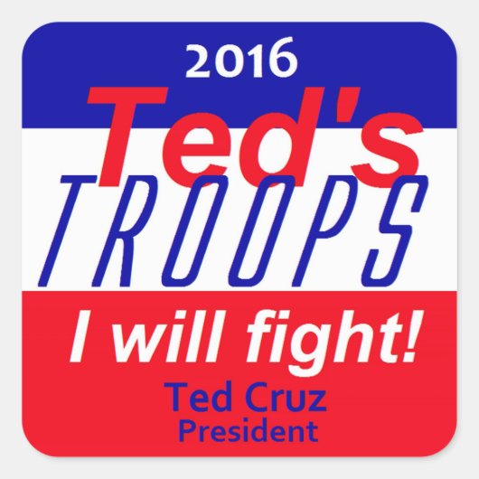 Sticker Carré Ted Cruz 2016 (Devant)