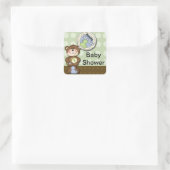 Sticker Carré Teddy Bear Boy Brown Green (Sac)