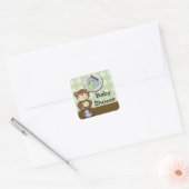 Sticker Carré Teddy Bear Boy Brown Green (Enveloppe)