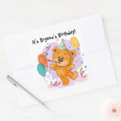 Sticker Carré Teddy Bear fête d'anniversaire (Enveloppe)