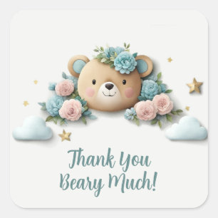 Sticker Carré Teddy Bear Floral