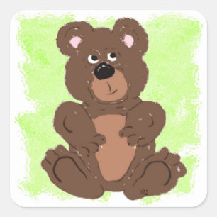 Sticker Carré Teddy Bear O1 Bright Green Arrière - plan