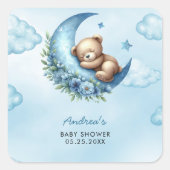 Sticker Carré Teddy Bear Sur Le Baby shower Lune (Devant)