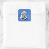 Sticker Carré Teddy Bear Time to Read Blue Stuffed Animal, ZKOA (Sac)
