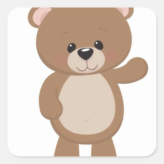 Sticker Carré Teddy Bear Waving (Devant)
