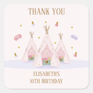 Sticker Carré Teepee Spa fête d'anniversaire