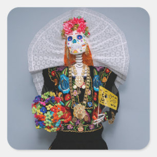 Sticker Carré Tehuana Catrina mexicaine