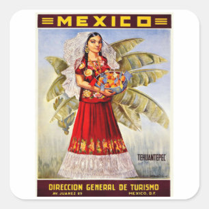 Sticker Carré Tehuantepec - Mexique - Vintage voyage