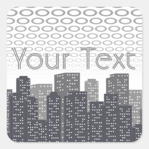 Sticker Carré Teintes de gris de paysage urbain personnalisé ave