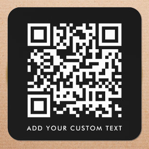 Sticker Carré Téléchargement du code QR   Black Minimaliste Simp