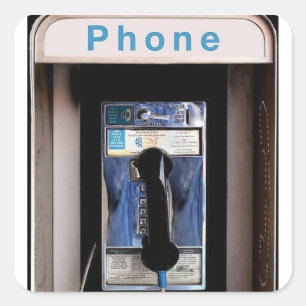 Sticker Carré Téléphone public de New York, cabine téléphonique