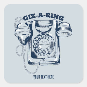 Sticker Carré Téléphone rotatif Bleu