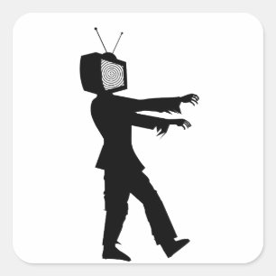 Sticker Carré Télévision zombie