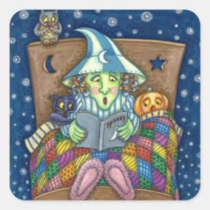 STICKER CARRÉ TÉMOIN RACONTE DES HISTOIRES ÉFFRAYANTES DU LIT, H