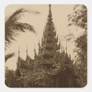 Sticker Carré Temple à Mandalay, Birmanie, fin 19ème siècle
