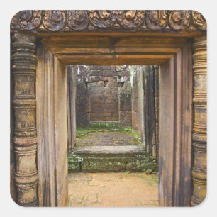 Sticker Carré temple de Banteay Srei, Angkor, province de Siem R