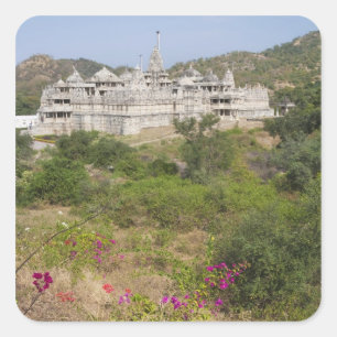Sticker Carré Temple de Ranakpur Jain, Ranakpur, Rajasthan, Inde