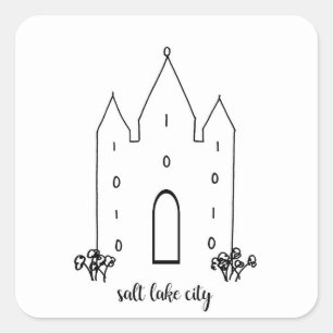Sticker Carré temple de salt lake city utah simple moderne