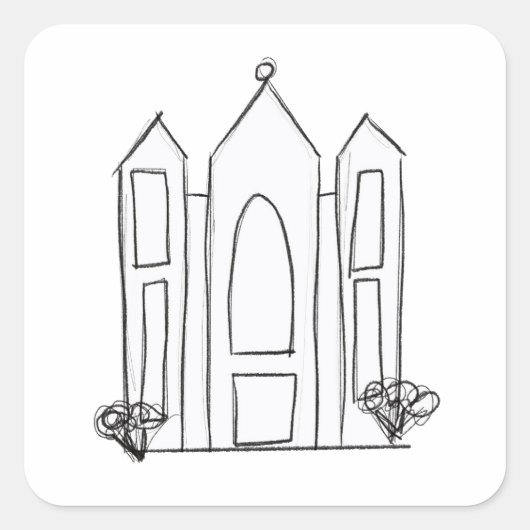 Sticker Carré Temple mormon simple moderne de Salt Lake City LDS (Devant)