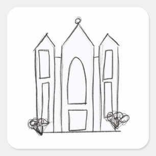 Sticker Carré Temple mormon simple moderne LDS Salt Lake City