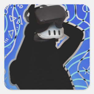 Sticker Carré Temps de jeu du casque VR Arrière - plan dynamique