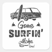Sticker Carré Temps de surf passé Aloha (Devant)