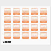 Sticker Carré Tendance Crayon Orange Chevron Zigzags Avec Nom (Feuille)