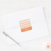 Sticker Carré Tendance Crayon Orange Chevron Zigzags Avec Nom (Enveloppe)