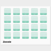 Sticker Carré Tendance Crayon Vert Chevron Zigzags Avec Nom (Feuille)