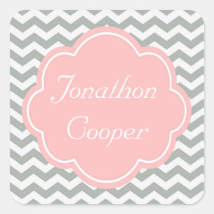 Sticker Carré Tendance, moderne, élégant nom chevron gris