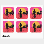 Sticker Carré Tenez vos chevaux surfer (Feuille)