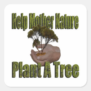 Sticker Carré Tenir Un Arbre Cultivant, Aider La Nature,