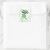 Sticker Carré Tennis avec Joyeux Anniversaire (Sac)