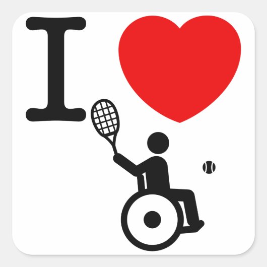 Sticker Carré Tennis en fauteuil roulant (Devant)