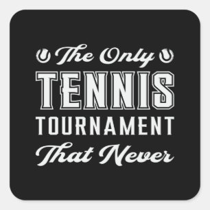Sticker Carré Tennis Match Racket Sports Joueur court drôle cade