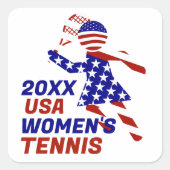 Sticker Carré TENNIS POUR FEMMES Patriotiques (Devant)