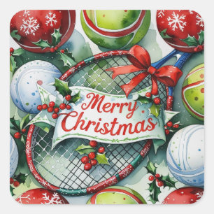 Sticker Carré Tennis Thème de Noël pour les joueurs