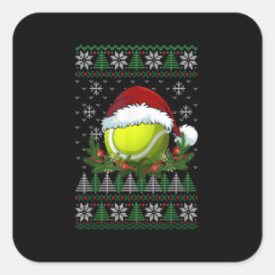 Sticker Carré Tennis Vilain Noël Père Noël Famille Pyjama Xma