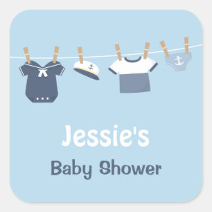 Sticker Carré Tenue de Marin Baptême Marin Bébé