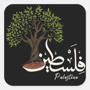Sticker Carré Terme arabe palestinien avec Olivier palestinien