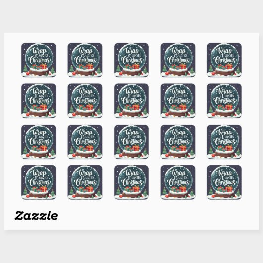 Sticker Carré Terminer C’est Noël Snow Globe Design (Feuille)