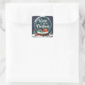 Sticker Carré Terminer C’est Noël Snow Globe Design (Sac)